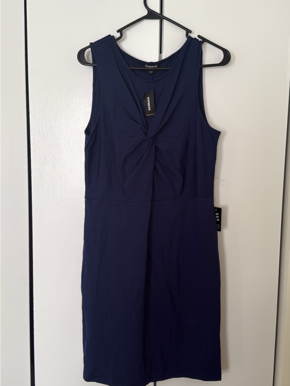 Express Navy Sleeveless Twist-Front Midi Dress